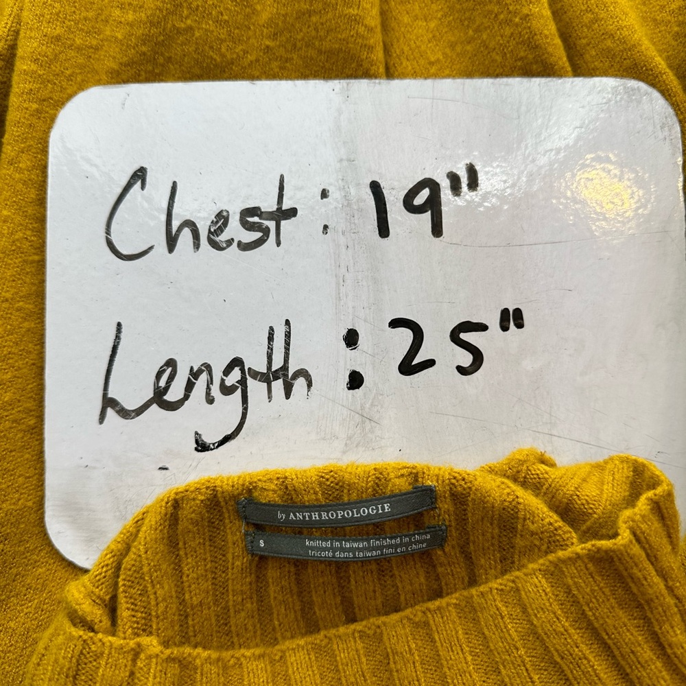 Anthropologie Women's Mock Turtleneck Sweater Mustard Yellow Soft Size Small - Picture 9 of 11